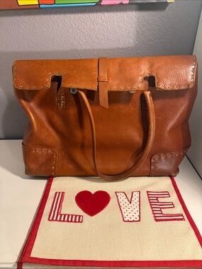 BCBGMaxAzria Cognac Leather Tote Bag